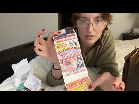 ASMR Lo-Fi cleaning out my purse | soft spoken, rummaging, receipt crinkles