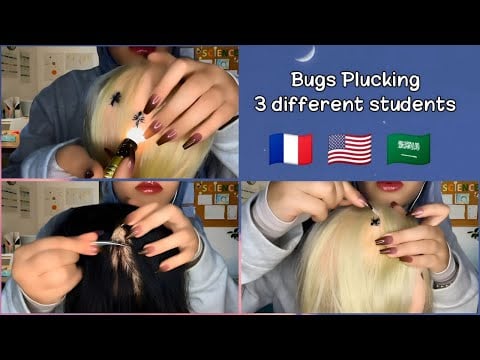 ASMR 🐞🔍 Lice & Bugs Check On 3 Students (trying 3 languages) Gentle Scalp Scratching, Massaging