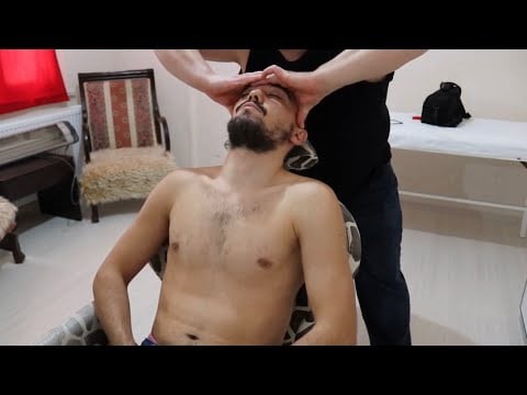 ASMR  BARBER CHEST HEAD NECK BACK AMR EAR FACE MASSAGE