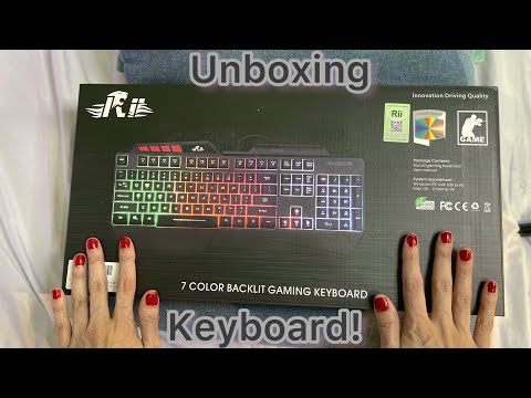 ASMR Unboxing Keyboard- color one lights up! Whisper keyboard typing opening Sounds