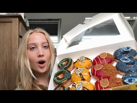 Asmr eating the Krispy Kreme Harry potter doughnuts 