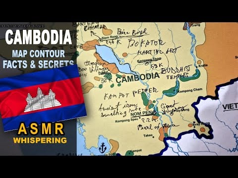 ASMR: Map of CAMBODIA tracing with facts | Main CITIES less known facts | ASMR maps and facts