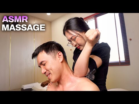 ASMR 🔥 "She REMOVED My Stress" STRONG Neck Shoulder Massage!