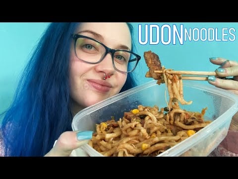 ASMR Eating Sweet Soy Sauce Pork Belly Udon Noodles (Eating Sounds)🍜