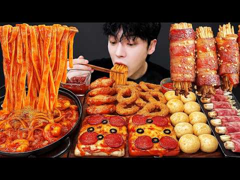 ASMR MUKBANG | 직접 만든 토마토파스타 베이컨 말이 먹방! 피자, 치킨, 치즈볼 CRISPY FRIED CHICKEN Tomato Pasta EATING SOUND!