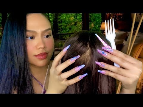 ASMR BRAIN-MELTING Scalp & Neck Triggers 🫠Scalp Scratch, Massage, Plucking, Nape & Neck Attention