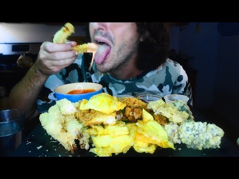 ASMR FRIED JAPANESE FEAST ! Shrimp Tempura, Soft Shell Crab, DIPPING SAUCES | Nomnomsammieboy