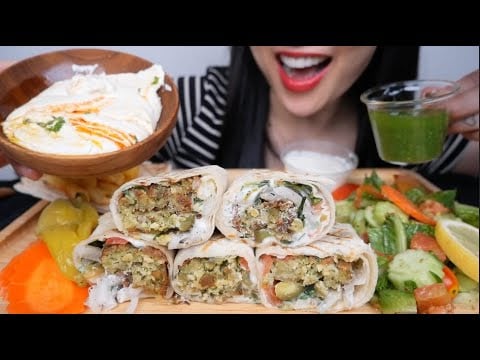 FALAFEL WRAP + MIXED SALAD (ASMR EATING SOUNGS) NO TALKING | SAS-ASMR