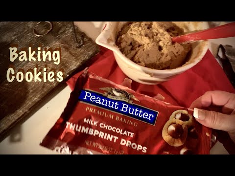 ASMR Baking Cookies (No talking) Peanut Butter Thumbprint Drops.Yum! (Soft spoken later today)