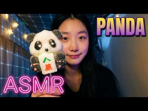 "KC Tidur" (suara rendah) Makan mahjong berbentuk gumpal berbulu lembut berbentuk panda, gula kapas