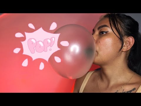 ASMR Side Profile Chewing Gum And Blowing Bubbles , No Talking
