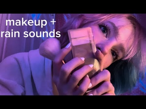 lofi layered asmr doing ur makeup till u get eepy and sleepy (50 min black screen, rain sounds)