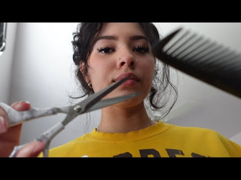 ASMR | cutting your hair roleplay with layered sounds  ✂️