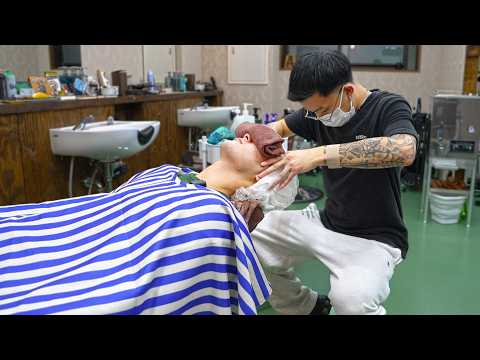 💈(ASMR) Premium 4-in-1 Full Service by Japanese Barber – Haircut, Shave, Head Spa & Facial Care