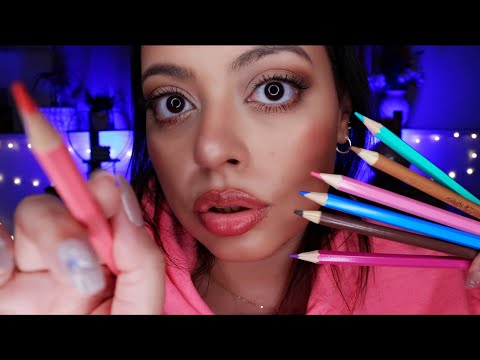 ASMR| Doing Your Makeup with Colored Pencils for INTENSE PERSONAL ATTENTION