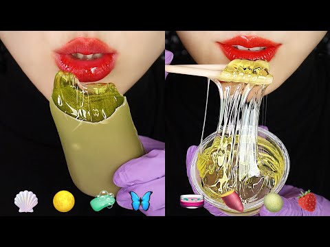 SATISFYING EATING SOUND ASMR FROZEN WAX CANDY HONEY JELLY, MARSHMALLOW ASMR EMOJI ASMR 🍓