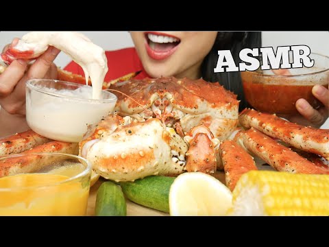 ASMR 5LB KING CRAB + CHEESE, SEAFOOD,  ALFREDO SAUCE (EATING SOUNDS) NO TALKING | SAS-ASMR