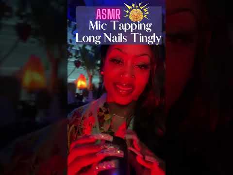 1 Minute ASMR Long Nails Mic Tapping No Cover Very Tingly #asmr #asmrshorts