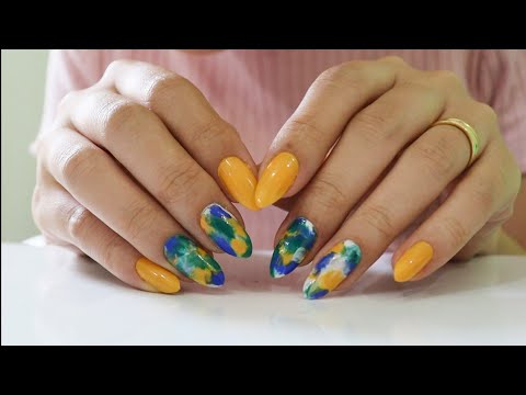 ASMR DECORANDO AS UNHAS P/ A COPA 💛💚💙 TIE DYE