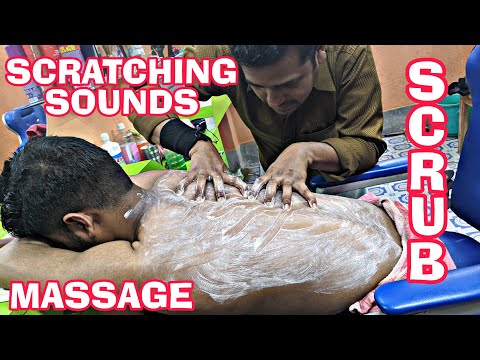 ASMR Back body & neck clining and scrubbing with massage | scratching sounds