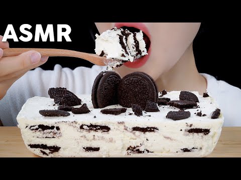 ASMR Oreo Icebox Cake Eating Sounds | 오레오 아이스박스 케이크 먹방 | *꾸덕꾸덕* | MINEE EATS
