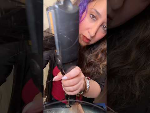 ASMR Hair brushing and straightening with a crimp iron