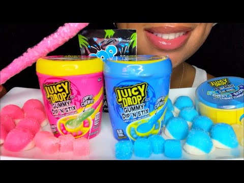 ASMR | Eating Blue 💙 & Pink Candy 💗 Pink Vs BLUE 💘 Juicy Drop, Gummy Puffs, Pop Rocks, Rock Candy