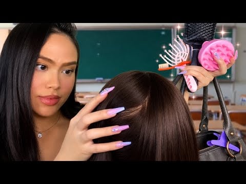 ASMR Girl Who SWEARS Class Is A Spa Gives U Scalp Massage, Scratch, Check + Face Massage | Roleplay