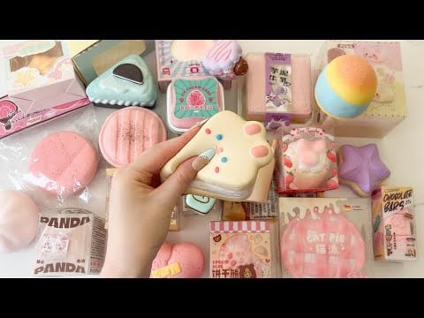 ASMR ~ satisfying squishy collection, sticky tapping for sleep and anxiety ~ minimal whispers 🍥