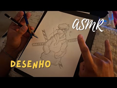 ASMR DESENHANDO | SONS DE PAPEL, CONVERSA SUAVE, SONS DE BOCA E MÚSICA CALMA NO FUNDO