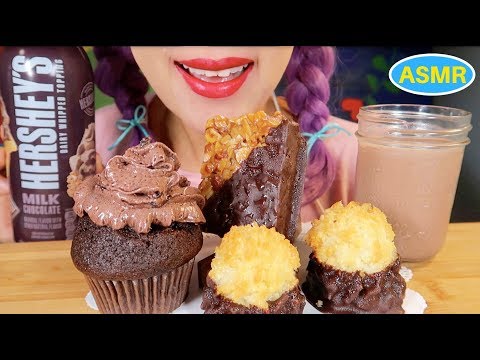 ASMR CHOCOLATE MUFFIIN+CHOC DIPPED MACAROON EATING SOUND |하와이 맛집 초코머핀, 초코딥 마카룬 리얼사운드 먹방|CURIE.ASMR