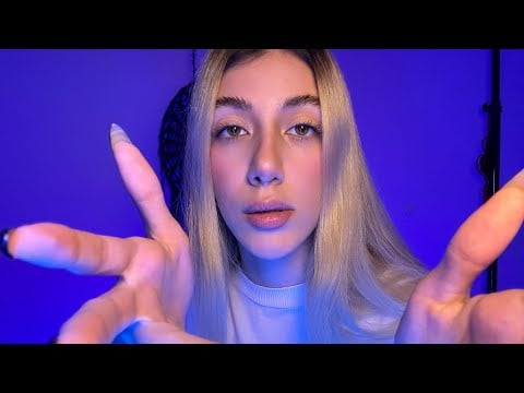 ASMR scratching your face so slowly +whispering +gently mouth sound