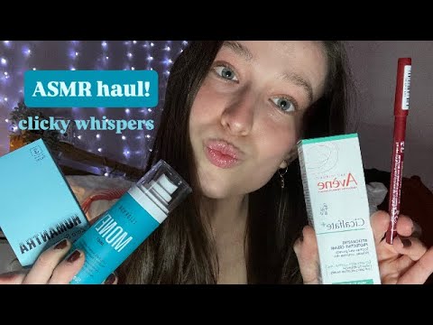 ASMR | Mini haul (clicky whispers and gum chewing, with echo)  