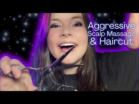 ASMR Fast and Aggressive Scalp Massage and Haircut at the Same Time