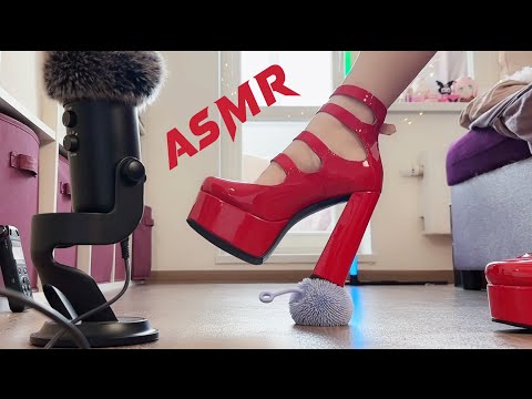 ASMR Squishing A Toy Ball With Red High Heels 👠