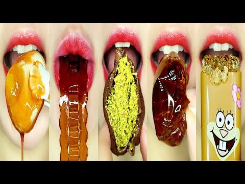 ASMR BROWN DESSERTS MUKBANG🤎 Dubai Chewy Cookie, Jelly, Crystal Candy Eating Sounds