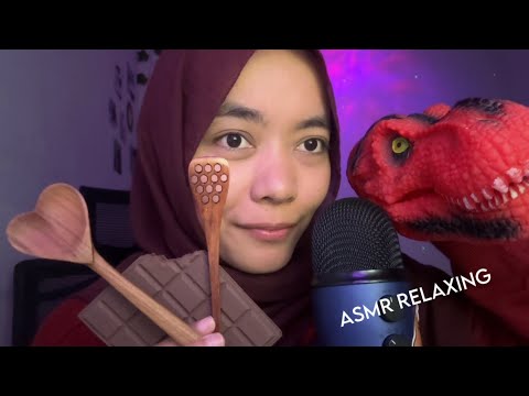 ASMR Relaxing — Chocolate, Wooden Spoon, Dino and Honey 🍫🥄🦖🍯