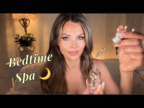 ASMR Doing Your Skincare Before Bed 🕯️Serum Tapping, Mist Spray & Face Touching