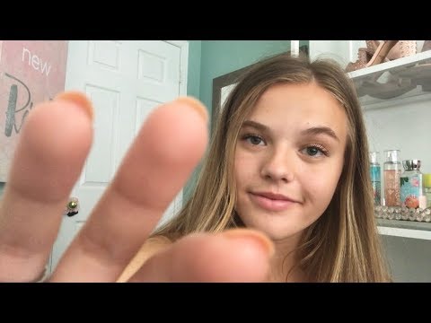 ASMR Visual Triggers & Minimal Whispering (face touching/brushing, hand movements)