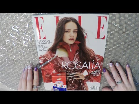 ASMR Gum Chewing Magazine Flip Through | Tingly Whisper | Rosalia