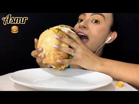 ASMR MUKBANG- COMENDO UM HAMBURGER (podrão) ENORME!! 🍔🎉