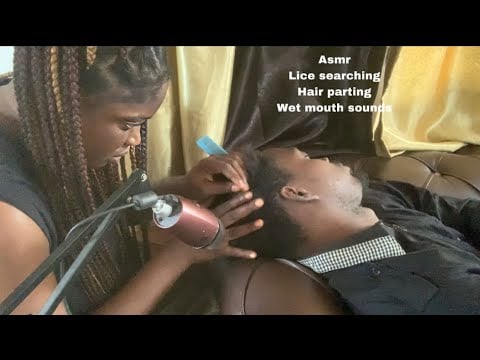 Asmr ✨searching and picking lice from my brothers hair with wet mouth sound