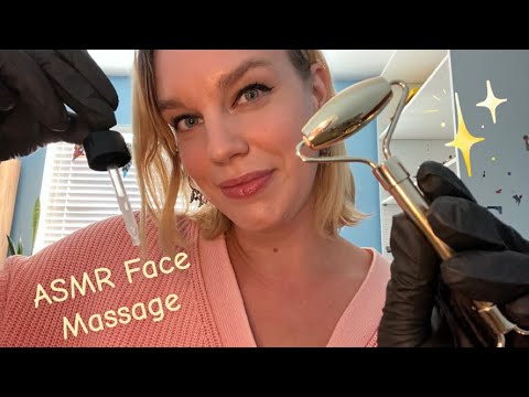 [ASMR] Fast & Aggressive Face Massage With Gloves And A Serum And Then With A Gold Face Roller