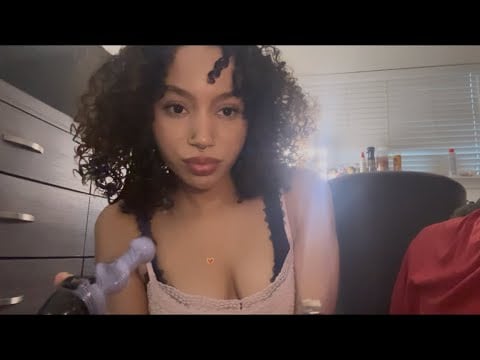 asmr garden with me and mini shopping haul (glass tapping, breathing sounds, hand sounds, and water)