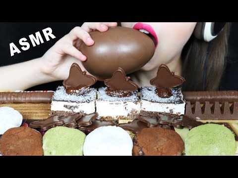 ASMR MAXI KINDER SURPRISE, NUTELLA MOCHI, POPULAR CHOCOLATE BARS (EATING SOUNDS) No Talking