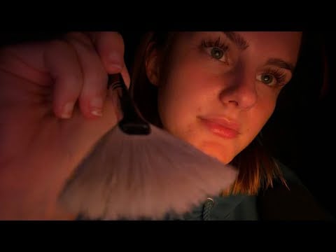 Fan Brush ASMR - face + mic brushing, face tracing, stippling