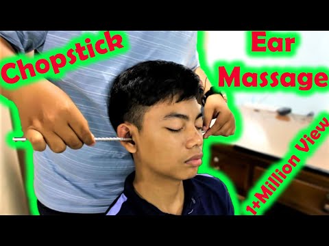 Relaxing Chopsticks Head and Ear Massage - ASMR Sound