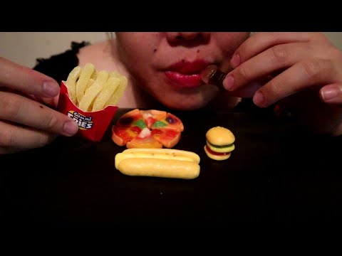 ASMR TROLLI GUMMI LUNCH ( GUMMY FRIES, BURGER, HOTDOG SANDWICH, COLA AND PIZZA )