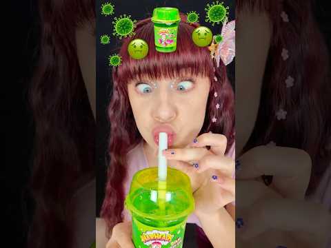 ASMR Green Sour Boba Drink Unboxing #mukbang #funny