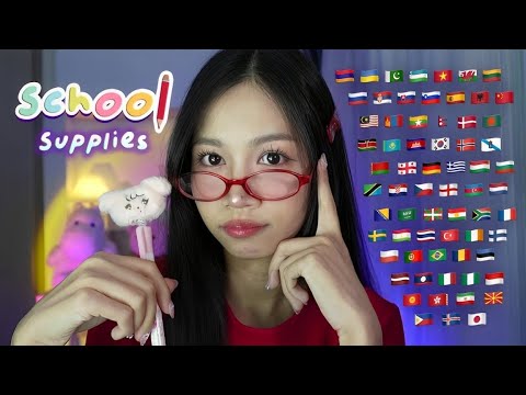 ASMR Whispering School Supplies in 68 Languages 📚✏️🍱 | 2 Hours of Relaxation 🧘🏻‍♀️